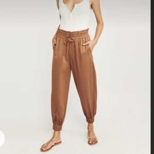 Gold satin A&F joggers